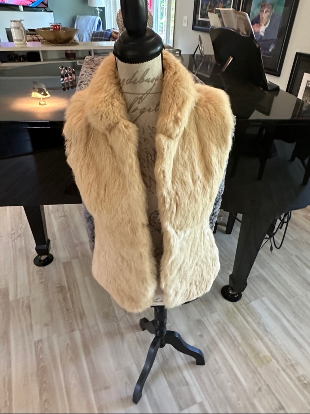 Plush Beige rabbit vest so cute small med no flaws